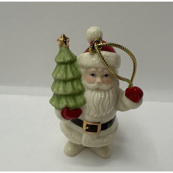 Lenox Very Merry Santa Claus With Tree Ornament Porcelain 3" - Picture 5 of 8